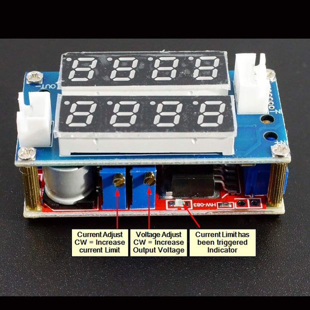 amiciSmart 2 in 1 DC-DC 5A Buck Convertor Adjustable Power CC/CV Step-Down Charge Power Supply Module