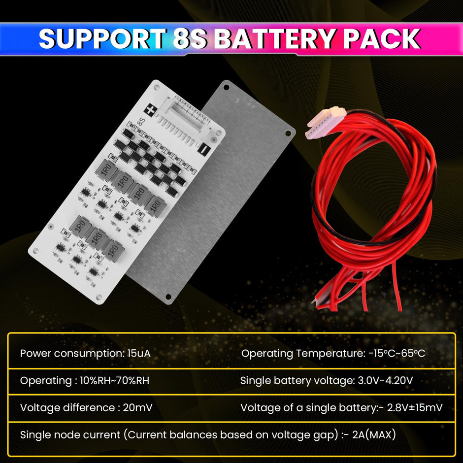 8S 2A Active Energy Balancer Board – Inductive Voltage Energy Equalization for LiFePO4 / Li-ion / Lipo / LTO Battery Packs (3.0V–4.2V) amiciKart