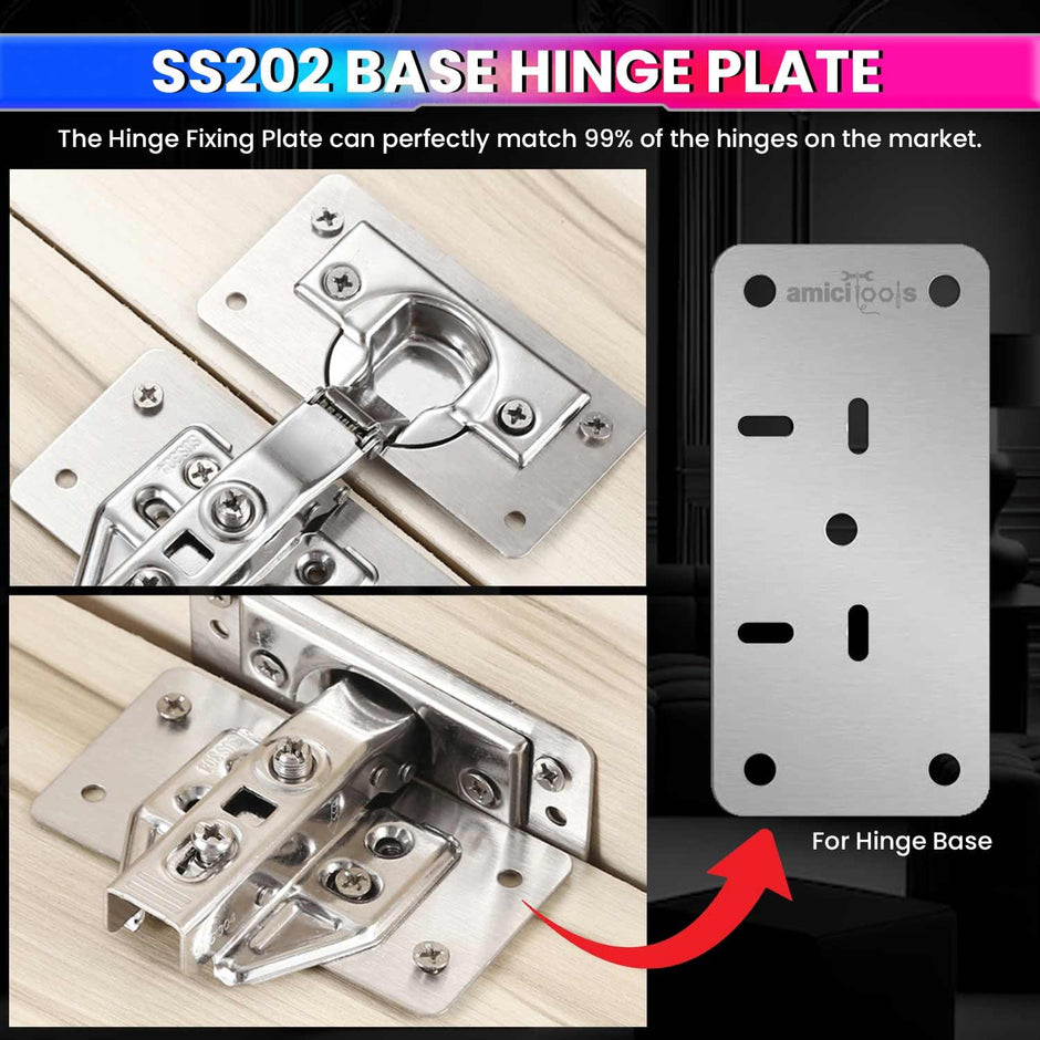 Hinge Repair Plate|Stainless Steel (SS202) Door Hinges|8 Pcs of Hinge Base Repair Plate with Screws amiciKart c0tmiz-hs.myshopify.com