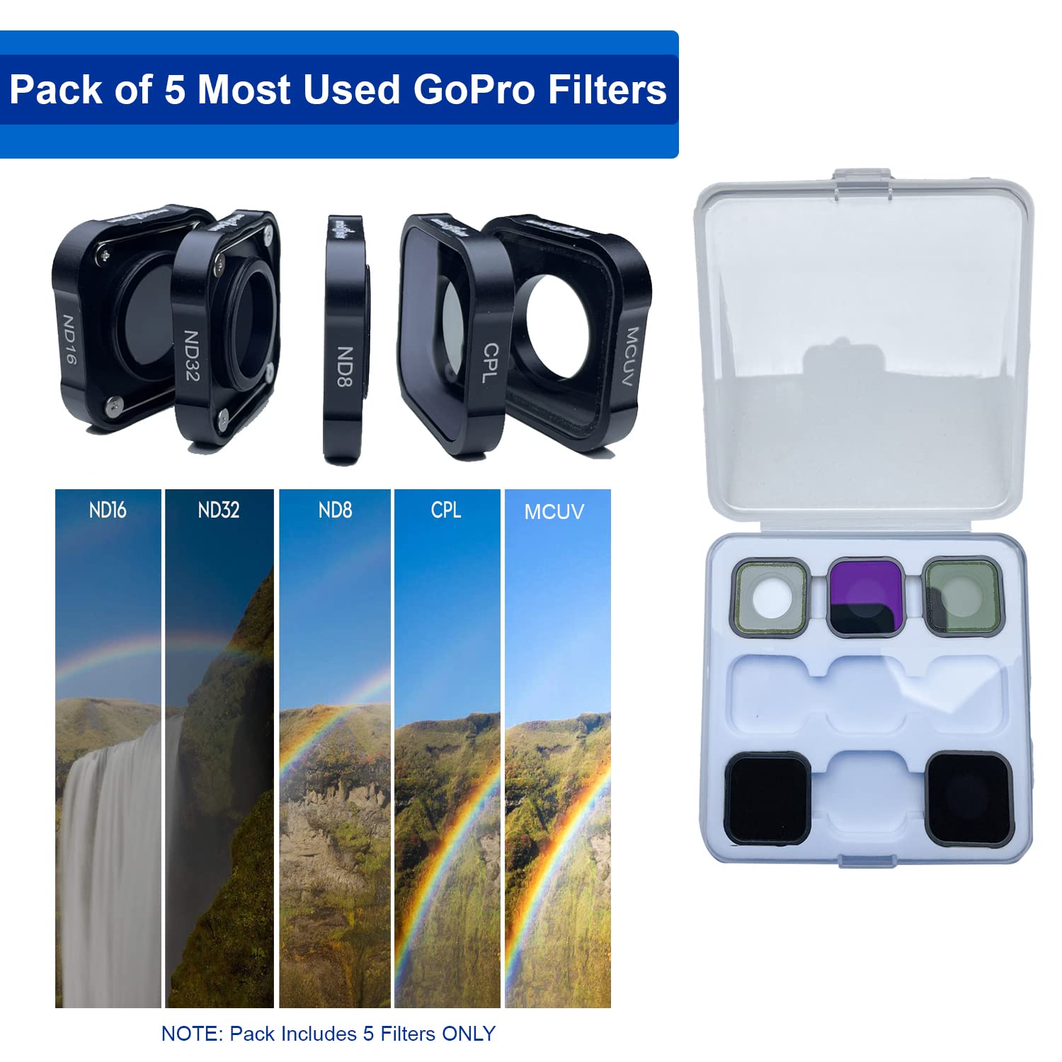 GoPro Hero 9/10/11 UV Lens Protector HD Optical Glass, Anti-Glare & Colour Correction Filters with Carry Case amiciKart c0tmiz-hs.myshopify.com