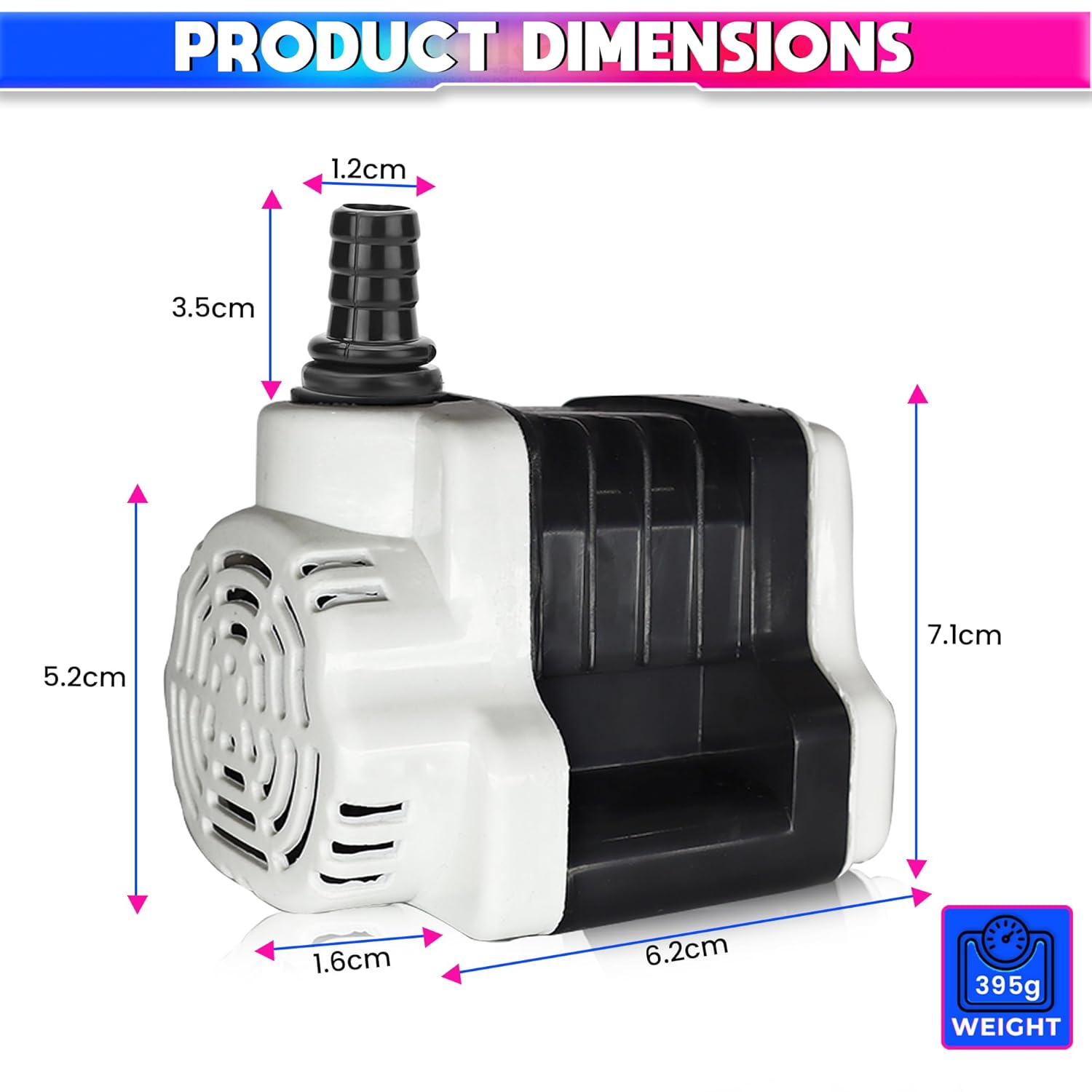 18W Submersible Pump with Pure Copper Winding Motor (750LPH/1.5m) amiciKart