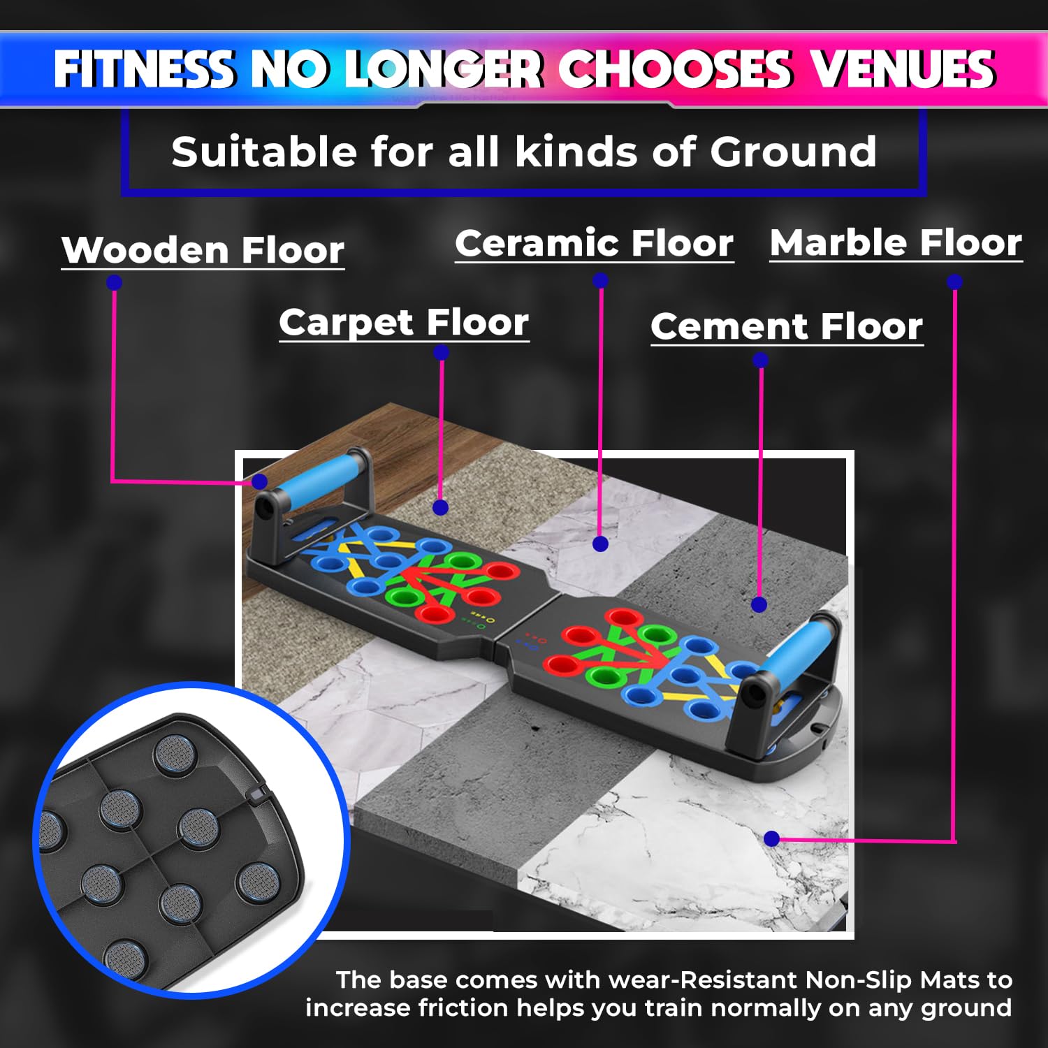 Push-Up Board, Color-Coded Detachable Workout Mat for Chest Shoulder Back and Tricep Muscle