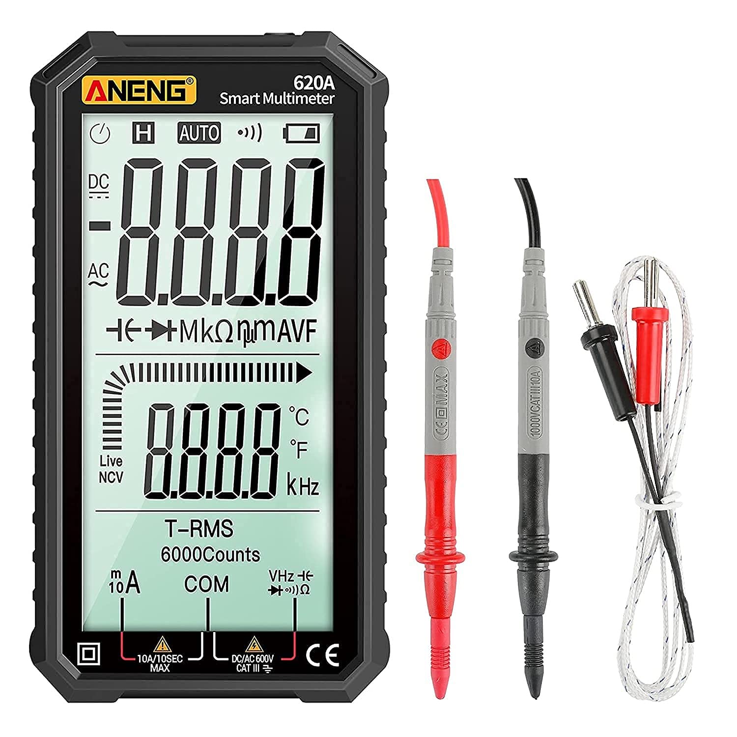 AC/DC Digital Multimeter 6000 TRMS, NCV, Voltage/Current, Resistance, Frequency, 2xAAA amiciKart c0tmiz-hs.myshopify.com