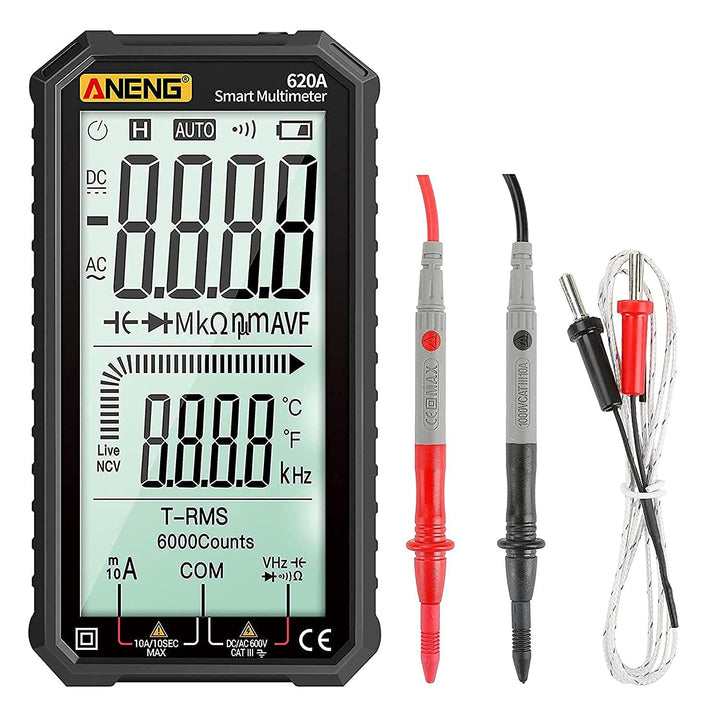 AC/DC Digital Multimeter 6000 TRMS, NCV, Voltage/Current, Resistance, Frequency, 2xAAA