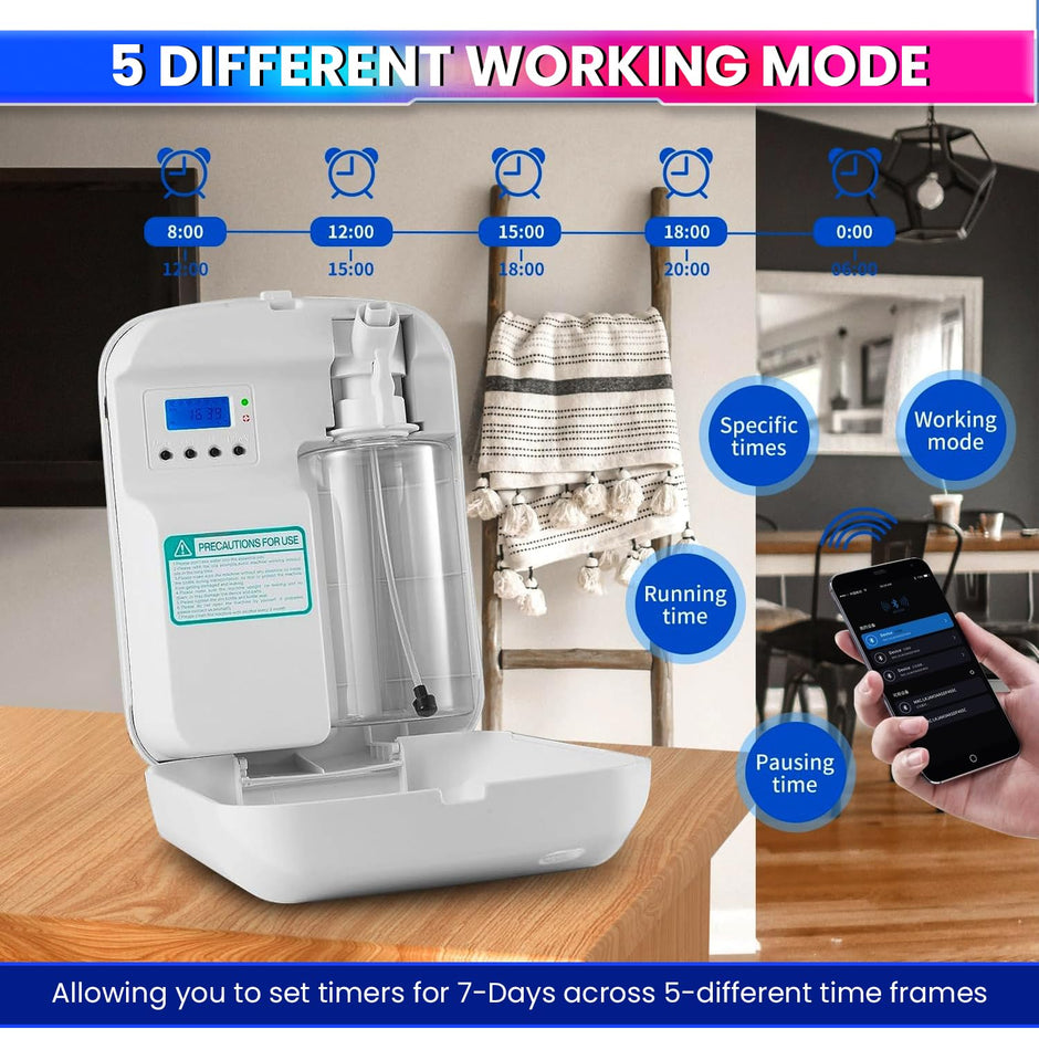 Bluetooth Aroma Diffuser, Waterless Essential Oil Diffuser with Cold Air Diffusion Technology | 400ml Capacity | Programmable Timer amiciKart