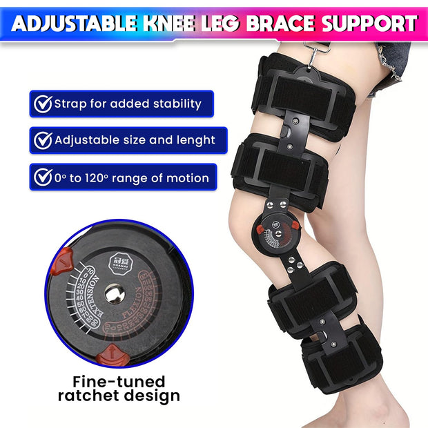 Premium Knee Support Brace- Post OP Splints Adjustable Length for Enhanced Comfort/Mobility