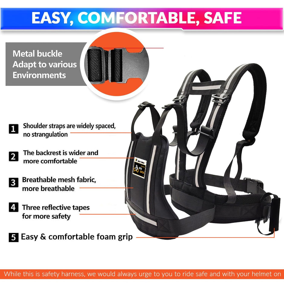 Baby Harness for Two-Wheeler, Kids Motorcycle Safety Belt with Adjustable Straps (1–6 Years)