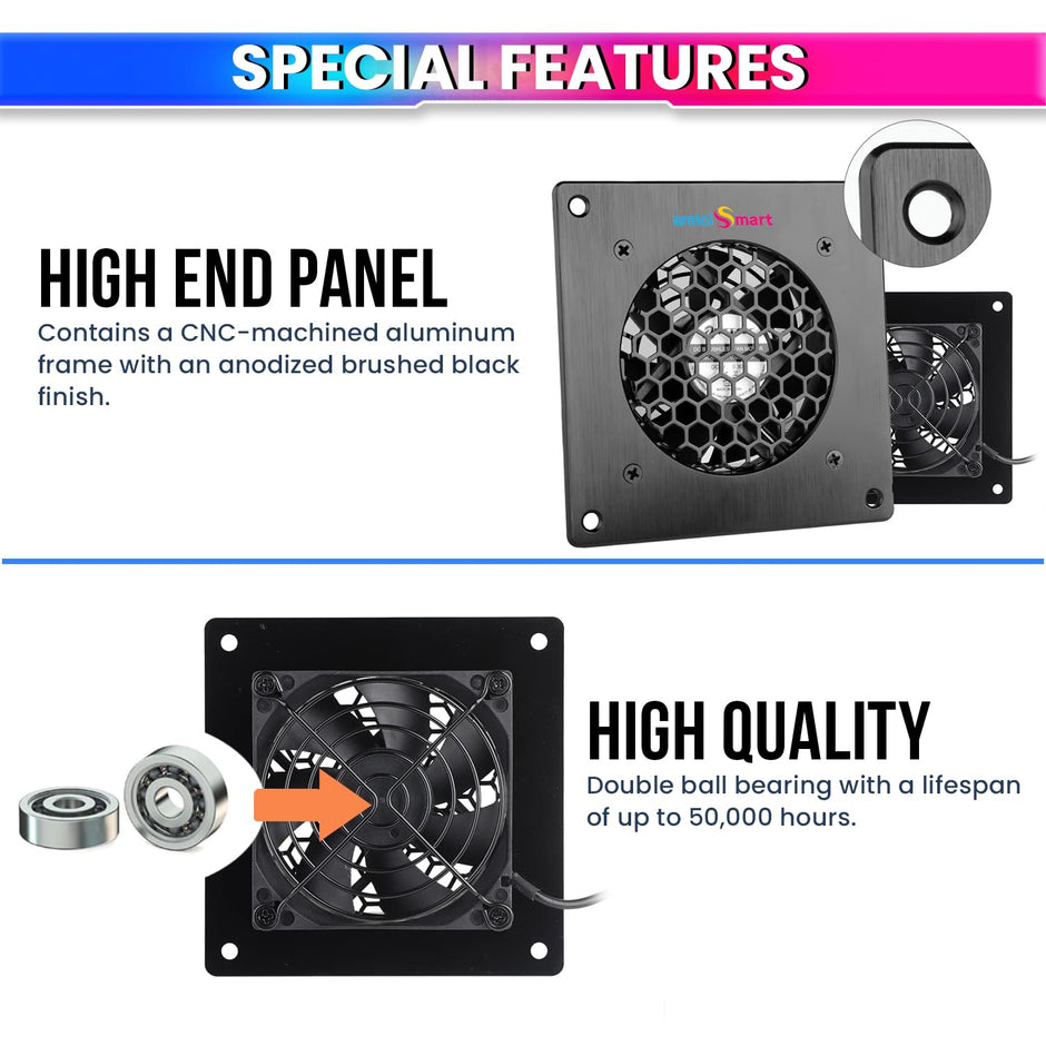 Speed Control Cooling Fan with Thermostat 120mm High CFM Ventilation Auto Temperature Control 0–60°C
