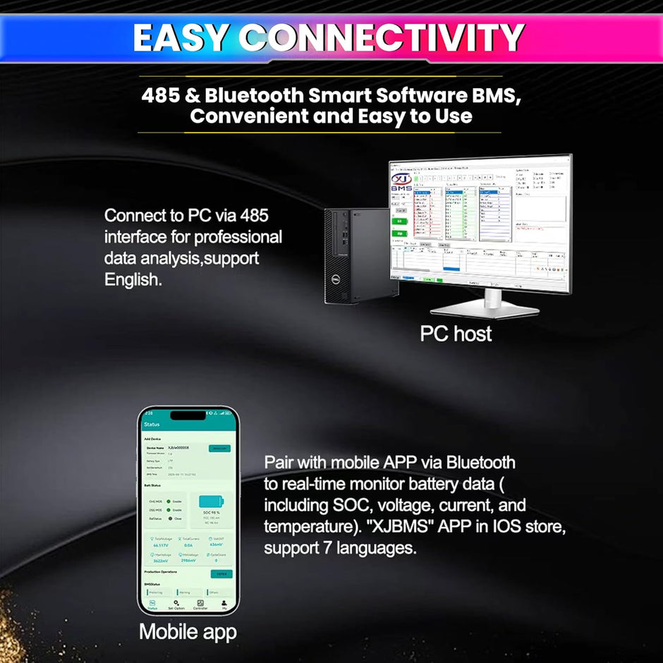 4S–20S 40A Smart BMS for LiFePO4 Battery Pack | Cell Balancing with NTC Protection