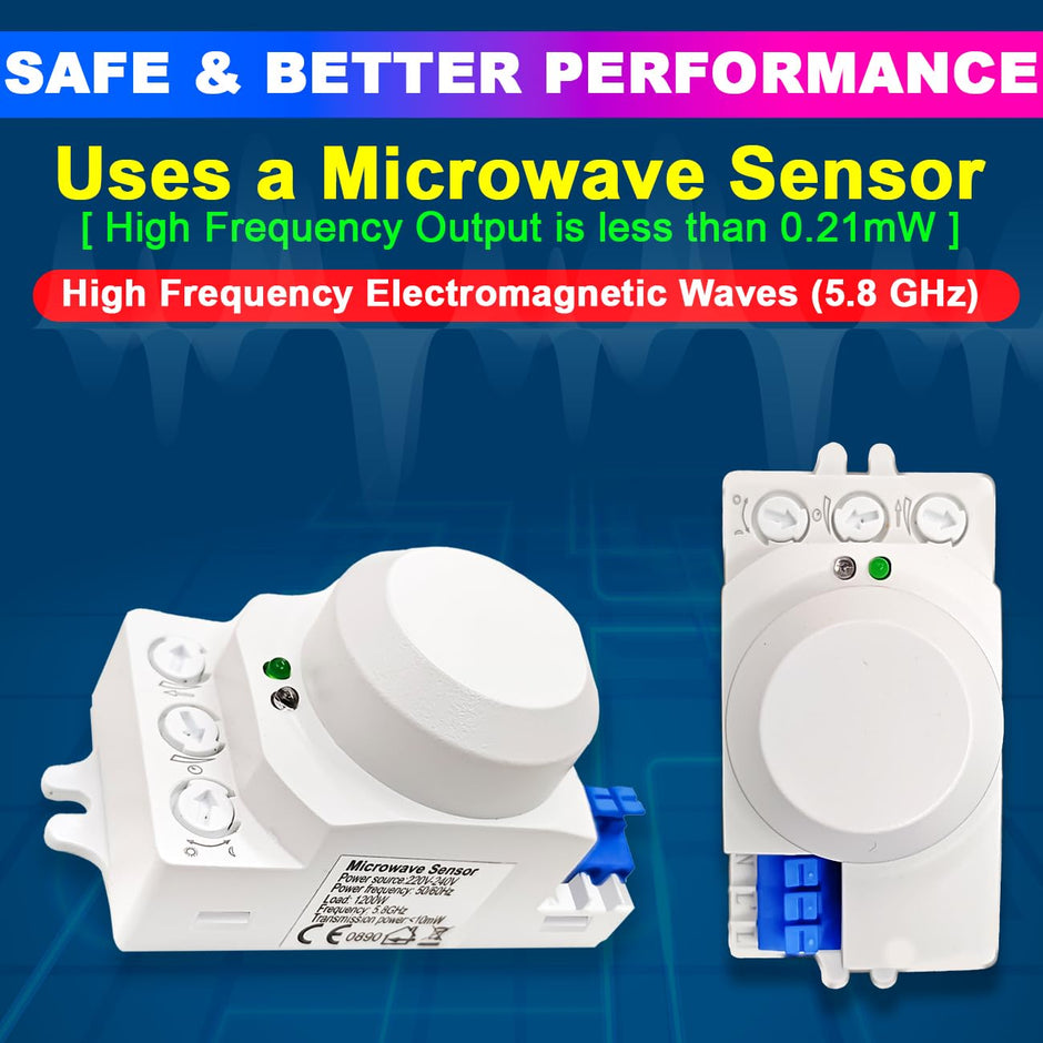 360 Degree Microwave Motion & Light Sensor, Auto On/Off with Radar & Photocell, 12–24V DC