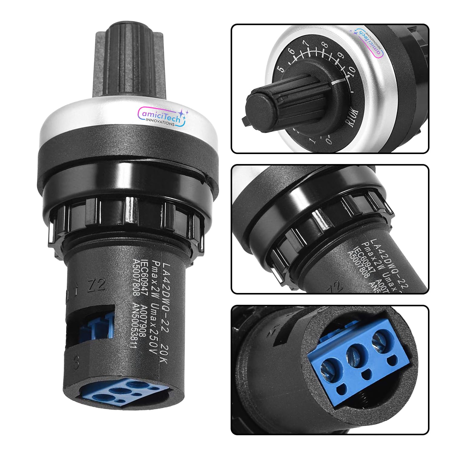 Rotary Potentiometer Switch 22mm Panel Mount for Speed & Power Control for Motors, Inverters and DIY Projects
