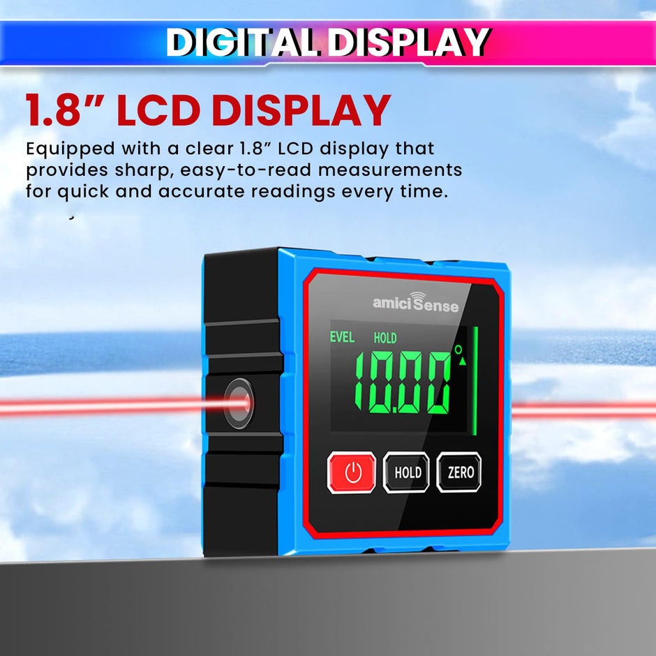 Digital Angle Finder & Laser Level 360° Magnetic Inclinometer with Backlit LCD, Auto-Rotate Display with ABS + Metal Protractor Combo amiciKart