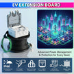 EV Charging Extension Board 6-in-1 Energy Monitoring Meter with Heavy-Duty Cable, IP66 Waterproof & 16A Plug