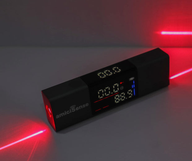 amiciSense Laser Angle Meter, Type-C Rechargeable Digital Protractor with 2 Axis Level, 2 HD Display and Retractable Aluminum Tripod Stand