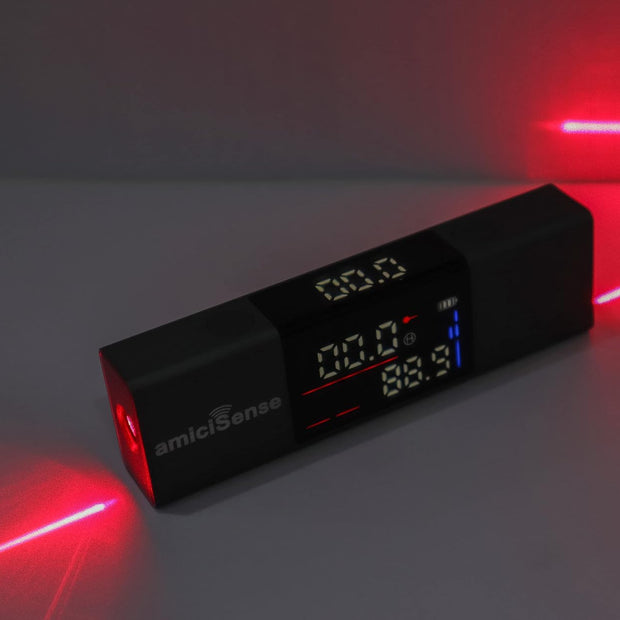 amiciSense Laser Angle Meter, Type-C Rechargeable Digital Protractor with 2 Axis Level, 2 HD Display and Retractable Aluminum Tripod Stand