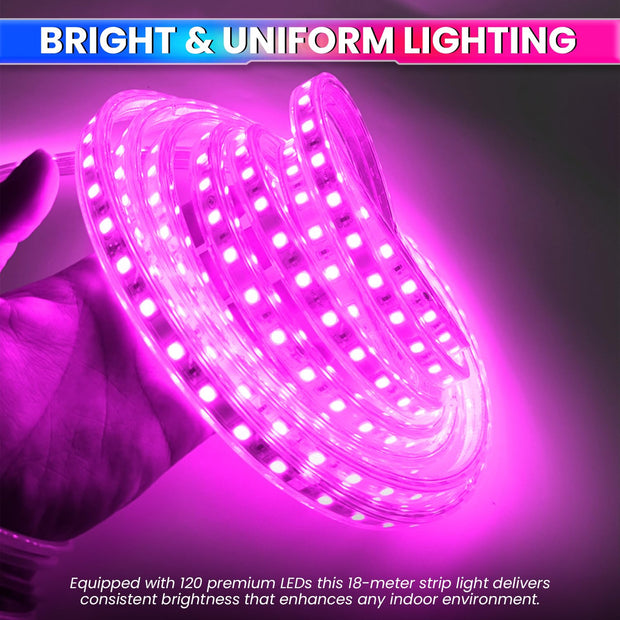 Pink Waterproof LED Rope Light 18M Energy-Efficient Lights for Home, Events & Décor Flexible Strip with 120 LEDs/m amiciKart c0tmiz-hs.myshopify.com