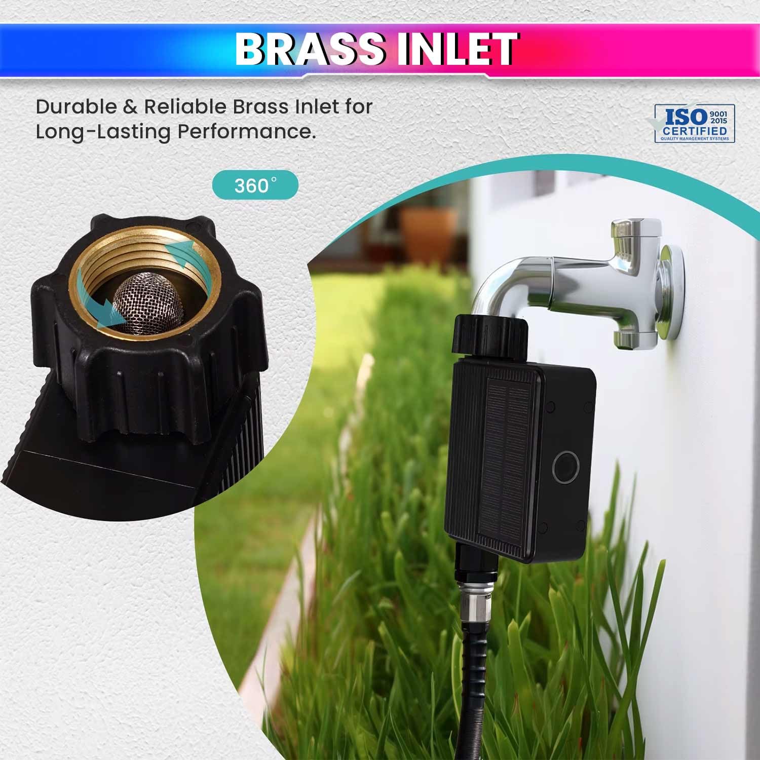 WIFI Smart Solar Water Timer & Irrigation Controller DN20 Valve, IP65 Waterproof, Solar + Type-C Rechargeable, Smart Automated Garden Watering amiciKart