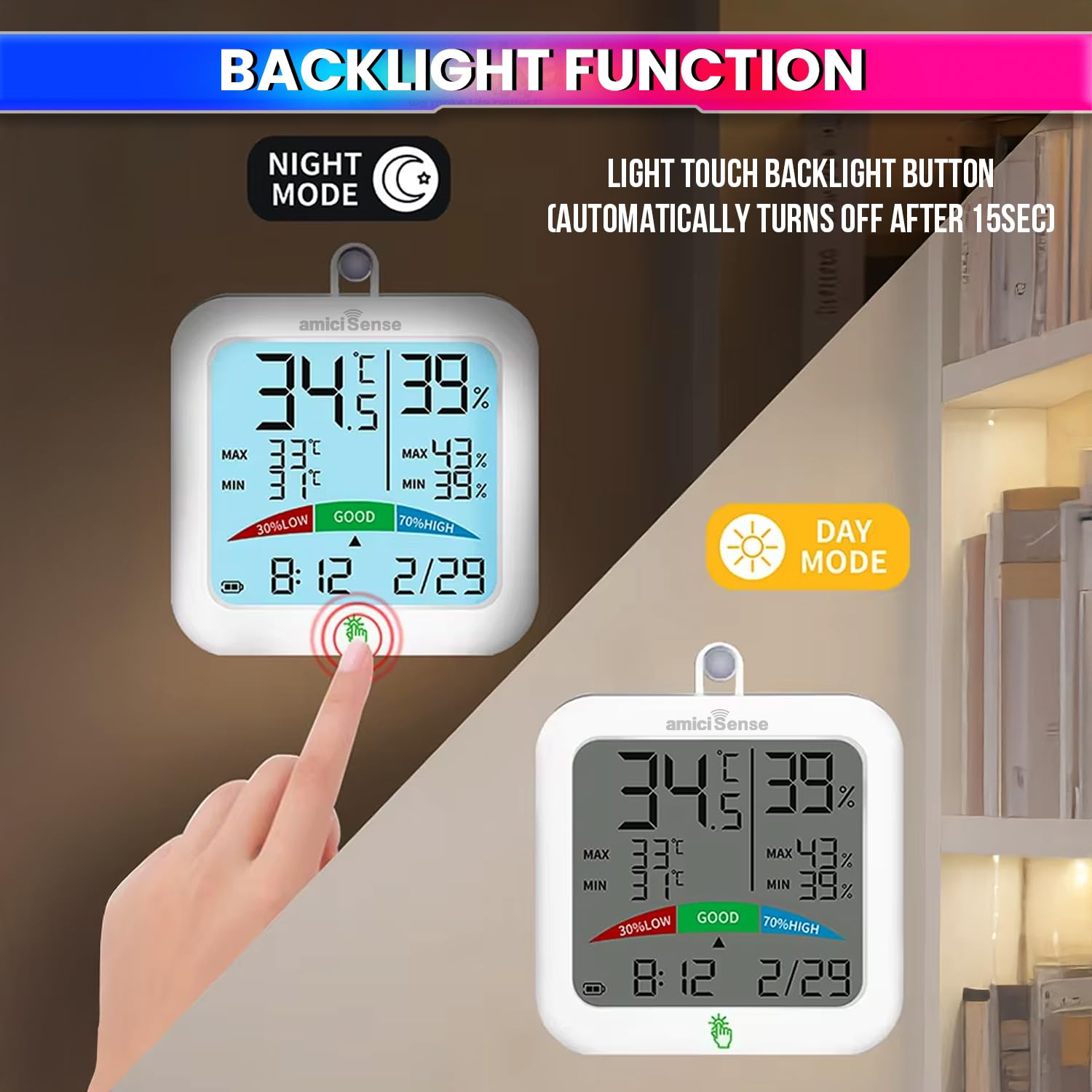 Digital Hygrometer Thermometer for Indoor Temperature & Humidity Monitor Weather Station with LCD Display & Backlight amiciKart c0tmiz-hs.myshopify.com