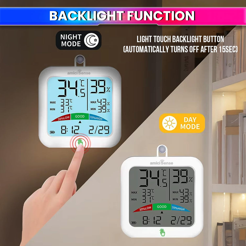 Digital Hygrometer Thermometer for Indoor Temperature & Humidity Monitor Weather Station with LCD Display & Backlight amiciKart c0tmiz-hs.myshopify.com