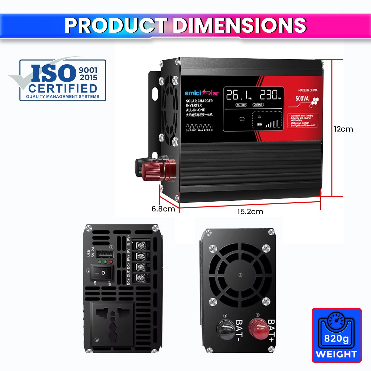 Off-Grid Solar Inverter | AC Modified Wave Converter with Built-in MPPT Controller | for Solar Panels amiciKart c0tmiz-hs.myshopify.com