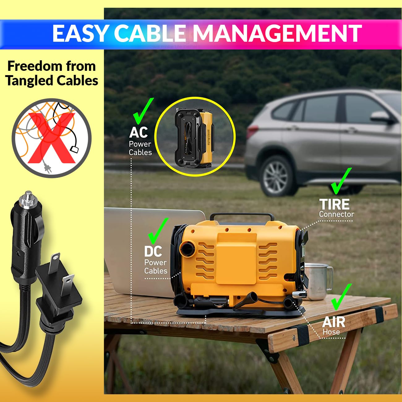 Dual Power AC/DC Inflator & Deflator with Tubeless Tyre Puncture Repair Kit