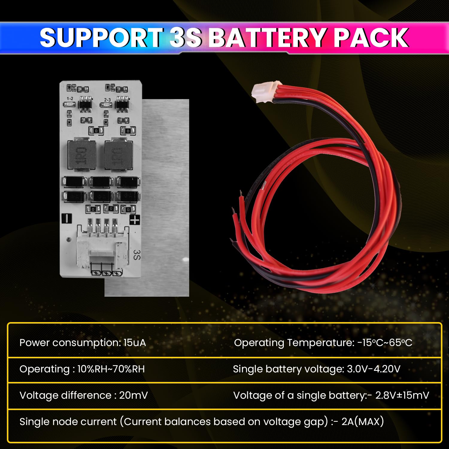 3S 2A Active Energy Balancer Board – Inductive Voltage Energy Equalization for LiFePO4 / Li-ion / Lipo / LTO Battery Packs (3.0V–4.2V)