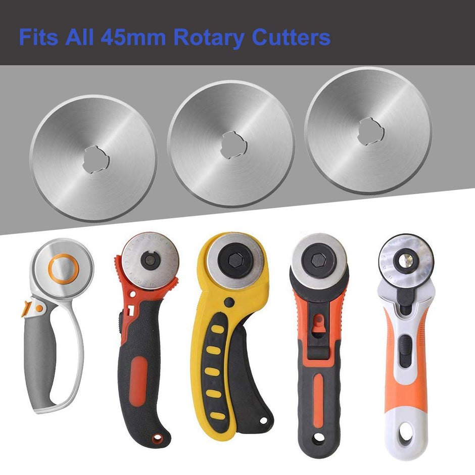 Useful Manual Sewing Roller Cutter Rotary Blade 45 mm with 10 Extra Blade for Quilters Sewing, Fabric, Paper, Leather