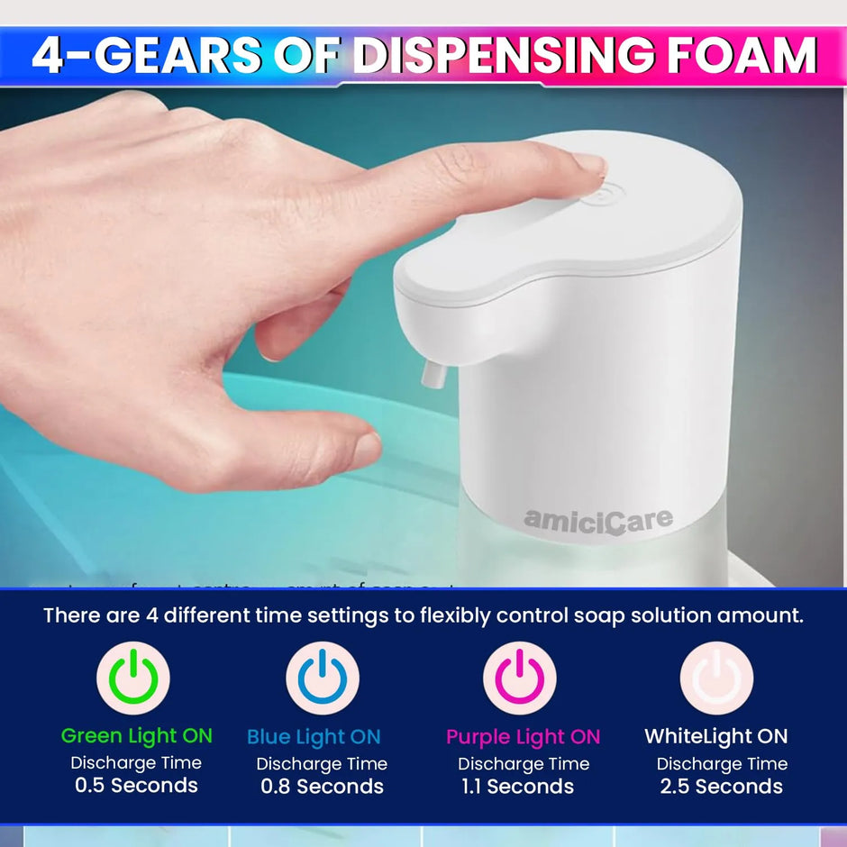 Touchless Foam Soap Dispenser Type-C Rechargeable 4 Dispense Modes 600ml Capacity