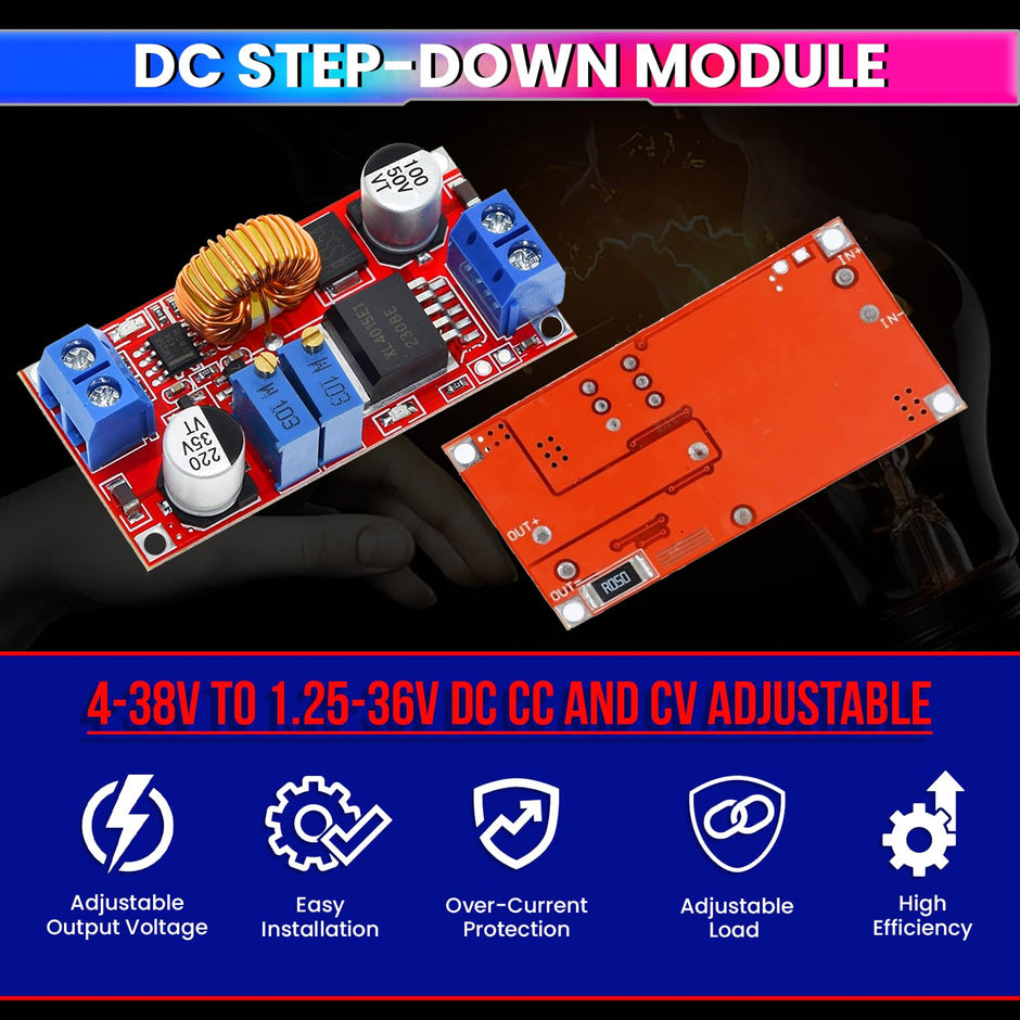 75W 5A DC-DC Buck Converter Module, 4-38V to 1.25-36V Step-Down Power Supply amiciKart