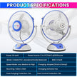 12-Inch Rechargeable Table Fan – Portable 3-Speed AC/DC Fan with 12-Hour Battery Backup amiciKart