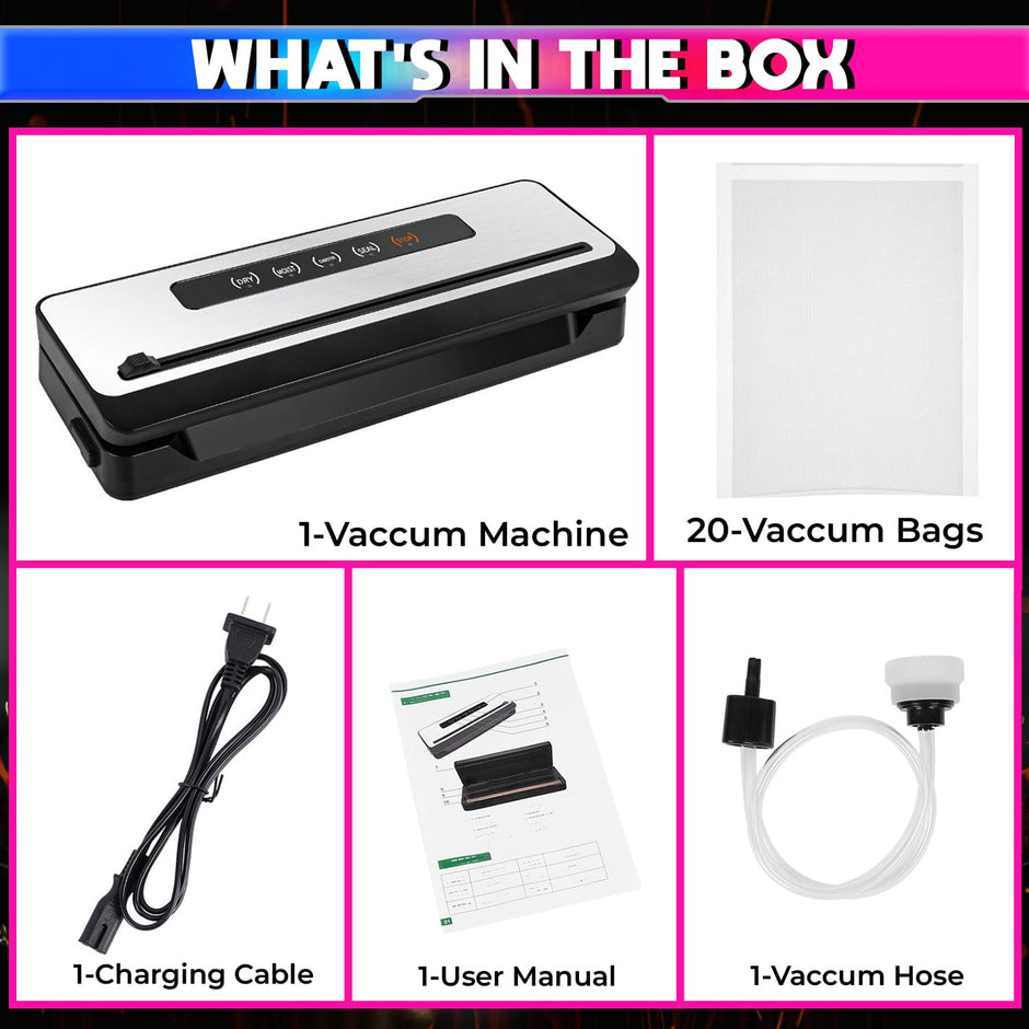 Vacuum Sealing Machine. 60kPa Automatic Food Packing with 20Pc Sealing Bags amiciKart c0tmiz-hs.myshopify.com