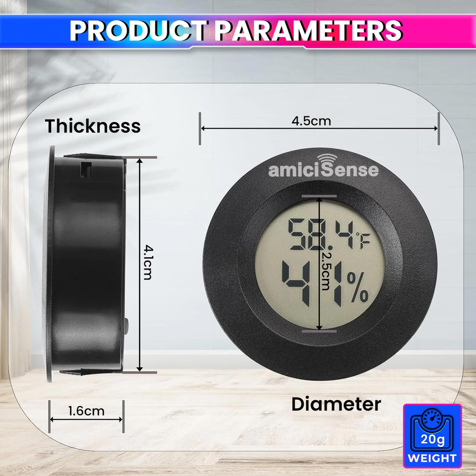 Mini Thermometer Hygrometer – Back Sensor Temp & Humidity Monitor for Home, Car & Office