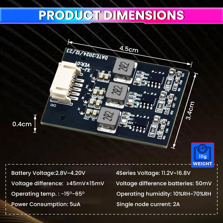4S 2A Active Energy Balancer Board – Inductive Voltage Energy Equalization for LiFePO4 / Li-ion / Lipo / LTO Battery Packs (2.8V–4.2V) amiciKart