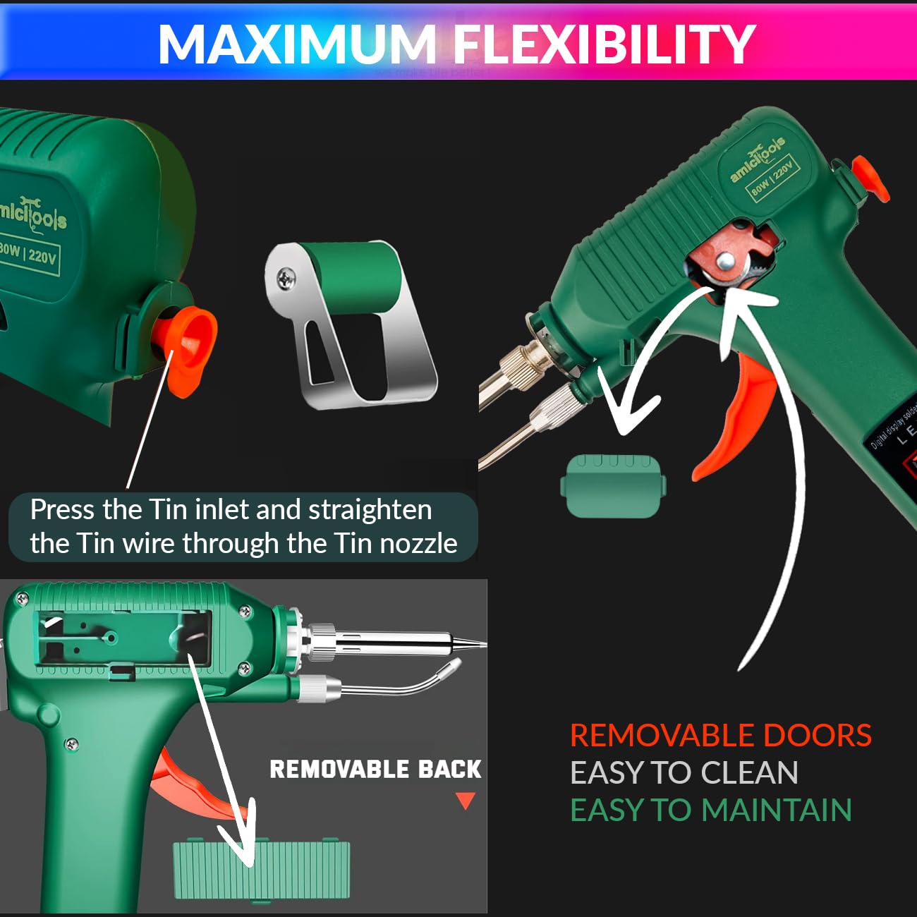 Electric Soldering Iron, 80W Auto-Feeder Welding Tool with Adjustable Temperature