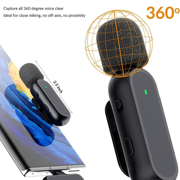 Wireless Mini Microphone,Dual Input Mini Mics with Type C Receiver, Charging Case amiciKart c0tmiz-hs.myshopify.com