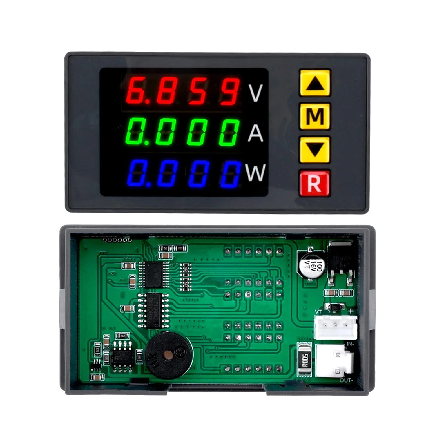 amiciSense DC Watt Meter 3 in 1, 0-100V 10A 1000W Power Meter with Multi-Colour Digital Display