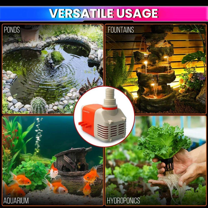 18W Submersible Water Pump with 500 LPH Ultra-High Flow Energy-Efficient Hydroponic & Pond Pump