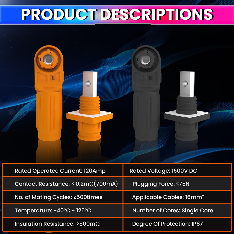 Quick Battery Connector Terminal – 1500V DC, Heavy Duty Power Connector for Battery amiciKart