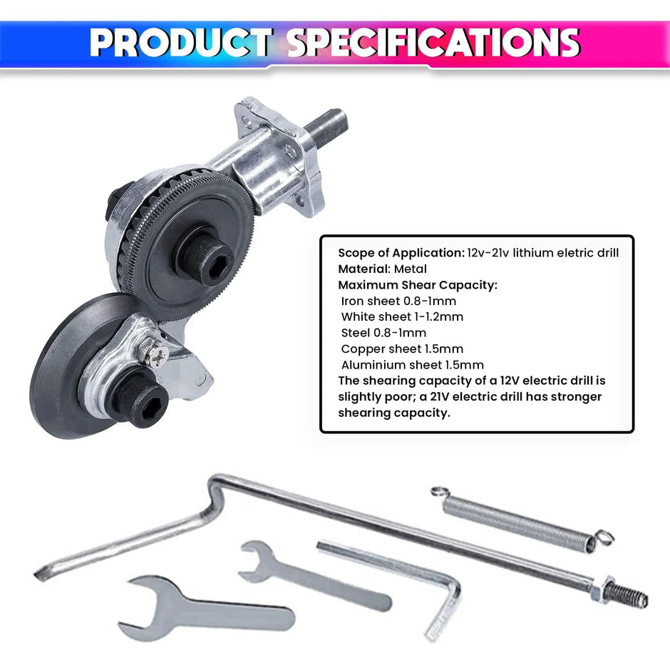Electric Drill Metal Cutter – Shearing Attachment for Iron/Steel with Mounts