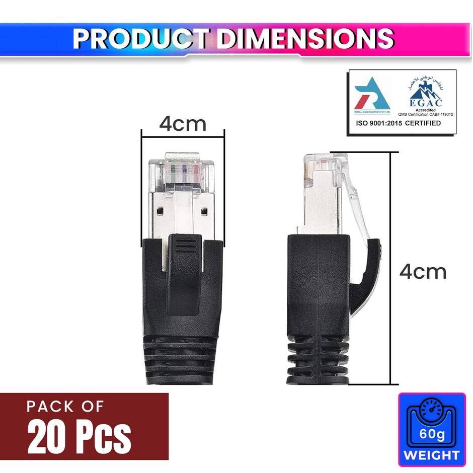 RJ45 CAT7 Shielded Ethernet Termination Plug Pack of 20 – Zinc Alloy Field Termination Connector