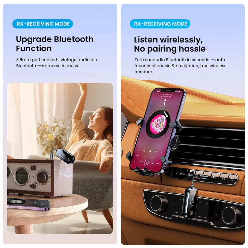 Bluetooth 5.4 TX/RX Adapter with Dual Connection Support, Wireless Audio Transmitter & Receiver