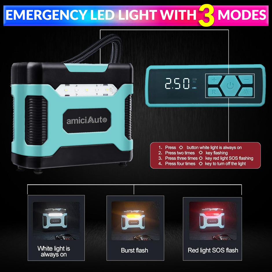 Automatic Car Tyre Inflator, 120W Air Pump for Car Tyres with 4 Nozzle Attachment amiciKart c0tmiz-hs.myshopify.com