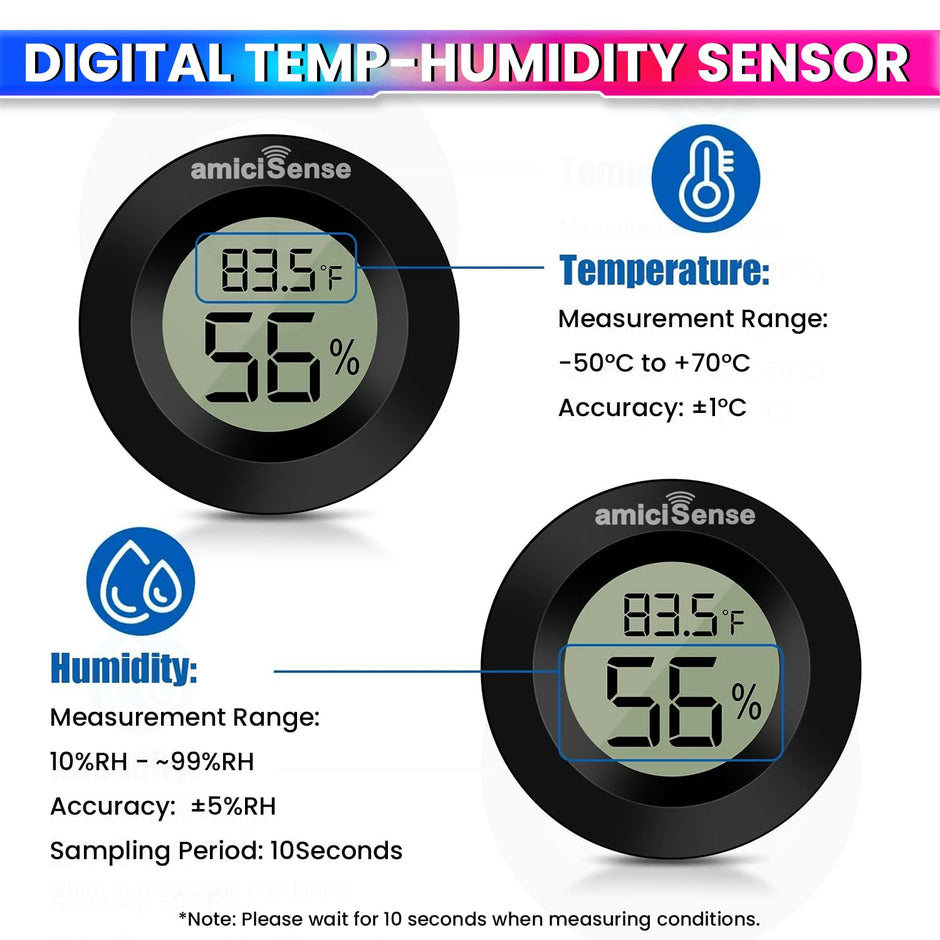 Mini Thermometer Hygrometer – Back Sensor Temp & Humidity Monitor for Home, Car & Office