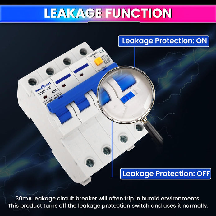 RCCB 63A Circuit Breaker with Leakage & Lightning Protection Prevent Electrical Hazard with Easy Din Rail Mount