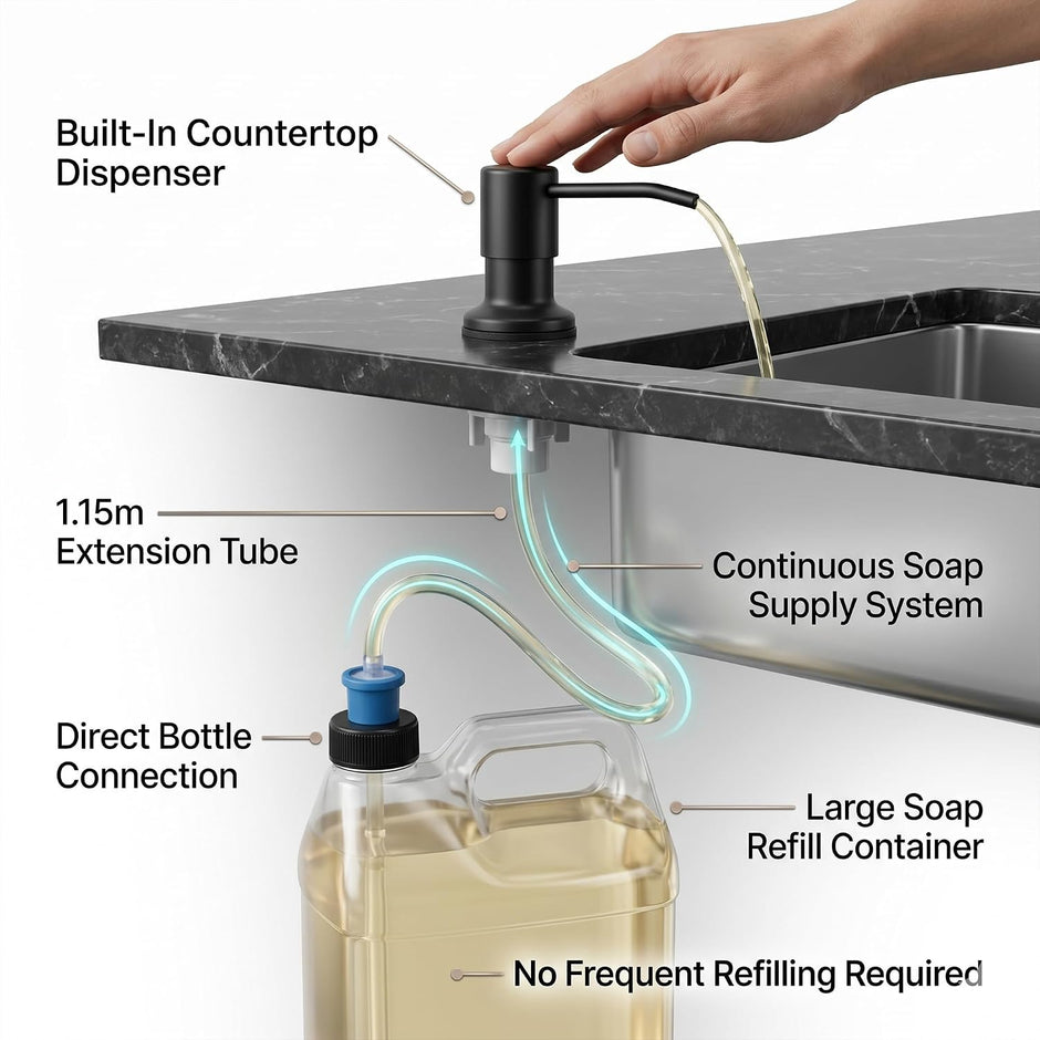 Kitchen Sink Soap Dispenser Built-in Countertop S.S Steel Dispenser Pump ( Black)
