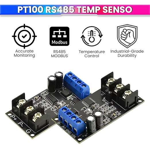 PT100 RTD Temperature Sensor Module with RS485 MODBUS RTU -20°C to 400°C Industrial Temperature Transmitter