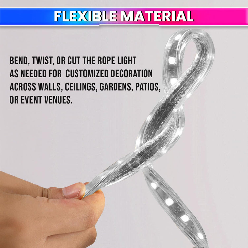 Cool White Waterproof LED Rope Light 18M Energy-Efficient Lights for Home, Events & Décor Flexible Strip with 120 LEDs/m