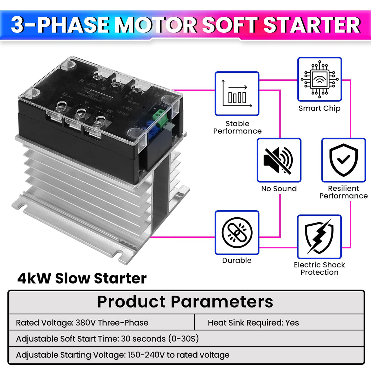 380V 10KW Soft Starter Module – Adjustable Motor Protection – amiciKart