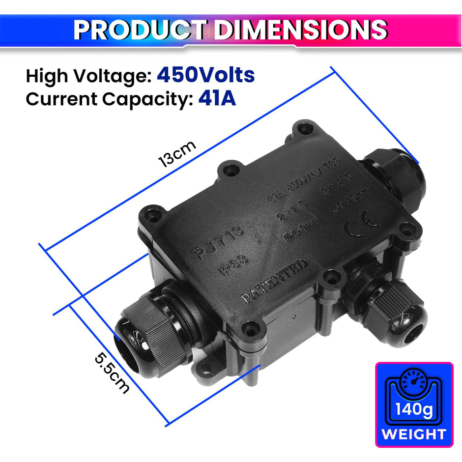 Junction Box – IP68 Waterproof Heavy-Duty Electrical Connector(450V 41A)for Cable Terminals amiciKart