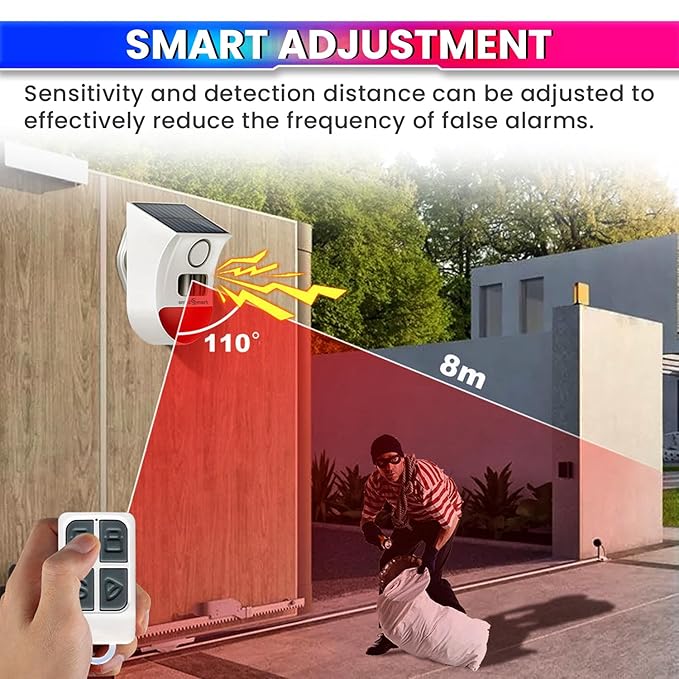 WiFi Motion Sensor Alarm with Solar Charging – Smart PIR Siren, Remote & App Control